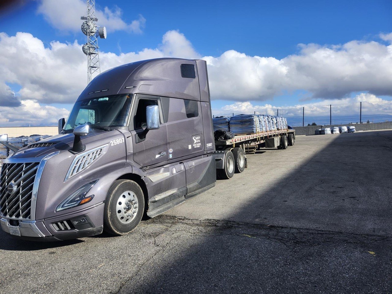 53 Foot Flatbed Trailer Loaded with Pallets